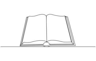 Continuous line drawing of book opening illustration vector