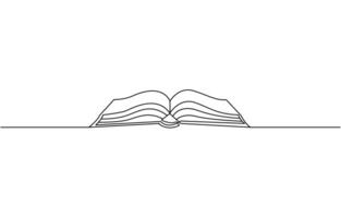 Continuous line drawing of book opening illustration vector