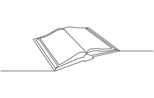 Continuous line drawing of book opening illustration vector