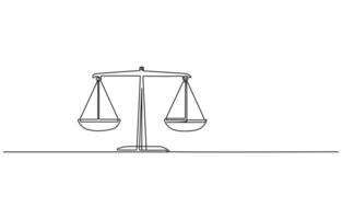 Continuous line drawing classic kitchen scale concept, Continuous Line Drawing Of Law Balance And Scale Of Justice, vector