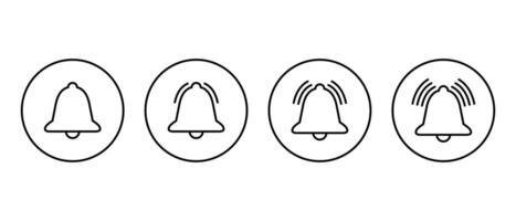 Notification bell icon on circle line. Alert, ringing concept vector