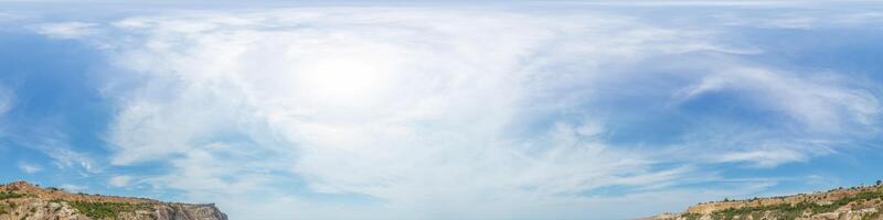 sky part of seamless panorama on sunset time with beautiful clouds, for easy use in 3D graphics and composites in drone aerial spherical panoramas as a sky dome. photo