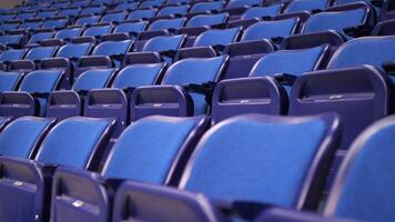 close-up of empty blue seats at the ice arena Chizhovka Arena in Minsk Belarus video