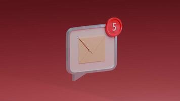 3d model text love message envelope icon with counter. envelope mail concept video