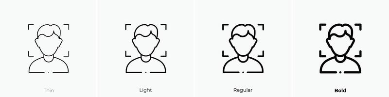 face detection icon. Thin, Light, Regular And Bold style design isolated on white background vector