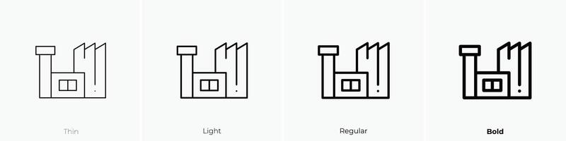 factory icon. Thin, Light, Regular And Bold style design isolated on white background vector