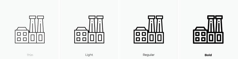 factory icon. Thin, Light, Regular And Bold style design isolated on white background vector