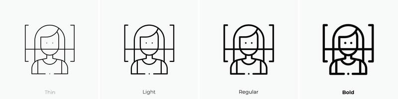 face scan icon. Thin, Light, Regular And Bold style design isolated on white background vector
