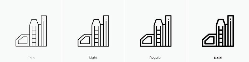 factory icon. Thin, Light, Regular And Bold style design isolated on white background vector