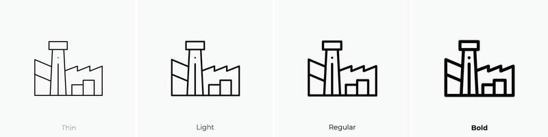 factory icon. Thin, Light, Regular And Bold style design isolated on white background vector