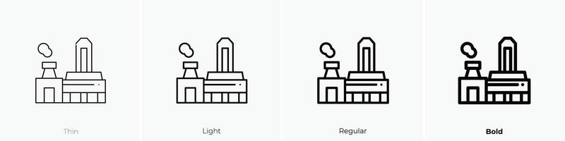 factory icon. Thin, Light, Regular And Bold style design isolated on white background vector