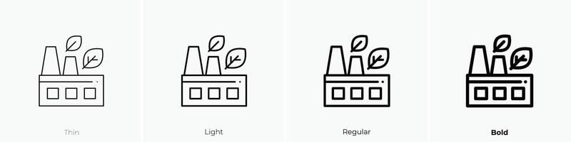 factory icon. Thin, Light, Regular And Bold style design isolated on white background vector