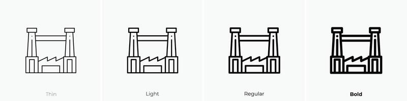 factory icon. Thin, Light, Regular And Bold style design isolated on white background vector