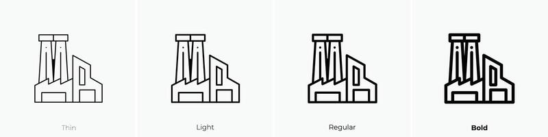 factory icon. Thin, Light, Regular And Bold style design isolated on white background vector