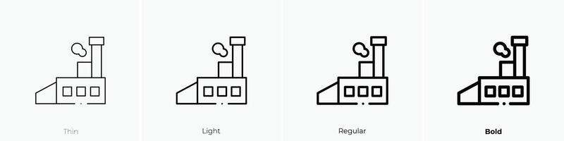factory icon. Thin, Light, Regular And Bold style design isolated on white background vector