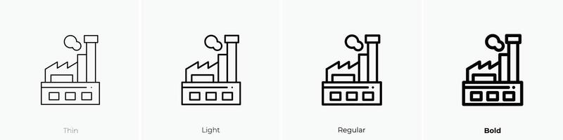factory icon. Thin, Light, Regular And Bold style design isolated on white background vector