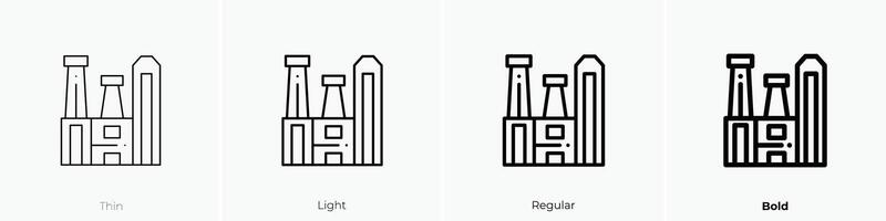 factory icon. Thin, Light, Regular And Bold style design isolated on white background vector