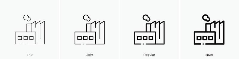 factory icon. Thin, Light, Regular And Bold style design isolated on white background vector
