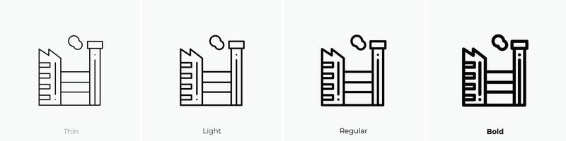 factory icon. Thin, Light, Regular And Bold style design isolated on white background vector
