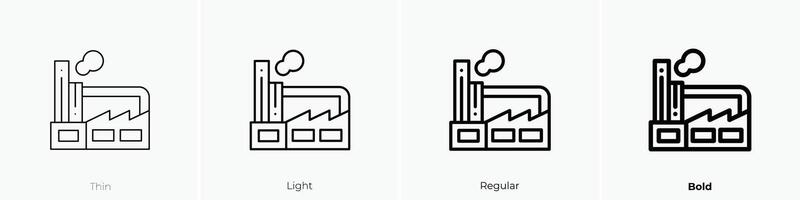 factory icon. Thin, Light, Regular And Bold style design isolated on white background vector