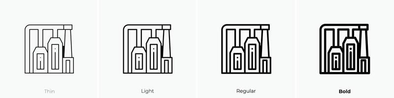 factory icon. Thin, Light, Regular And Bold style design isolated on white background vector