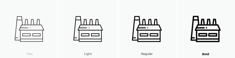 factory icon. Thin, Light, Regular And Bold style design isolated on white background vector