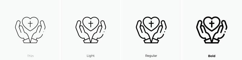 faith icon. Thin, Light, Regular And Bold style design isolated on white background vector