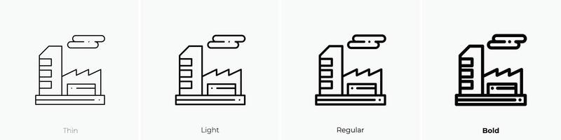 factory icon. Thin, Light, Regular And Bold style design isolated on white background vector