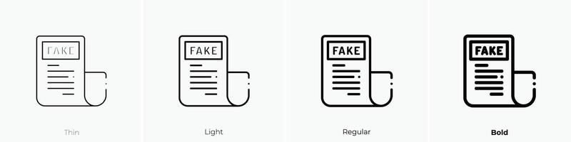 fake news icon. Thin, Light, Regular And Bold style design isolated on white background vector