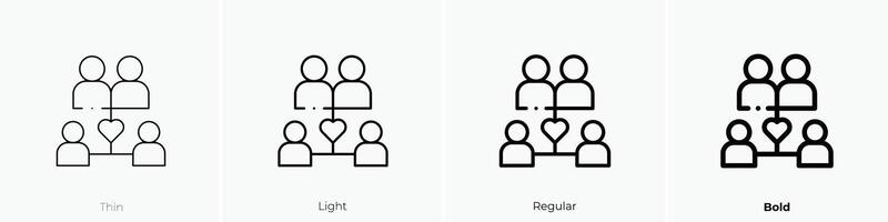 family tree icon. Thin, Light, Regular And Bold style design isolated on white background vector