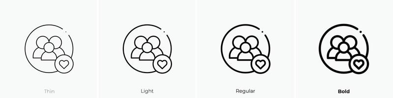 family icon. Thin, Light, Regular And Bold style design isolated on white background vector