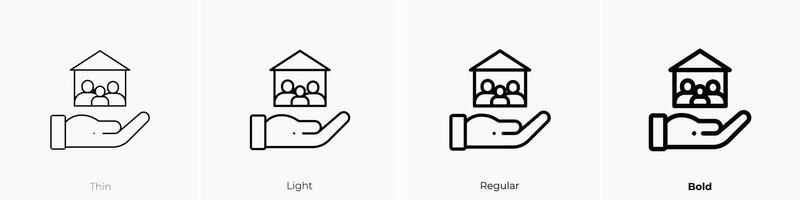 family icon. Thin, Light, Regular And Bold style design isolated on white background vector
