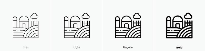farm icon. Thin, Light, Regular And Bold style design isolated on white background vector