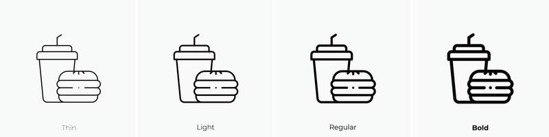 fast food icon. Thin, Light, Regular And Bold style design isolated on white background vector