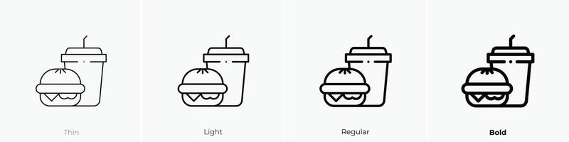 fast food icon. Thin, Light, Regular And Bold style design isolated on white background vector