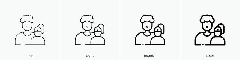 father and daughter icon. Thin, Light, Regular And Bold style design isolated on white background vector
