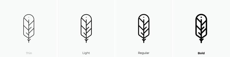 feather icon. Thin, Light, Regular And Bold style design isolated on white background vector