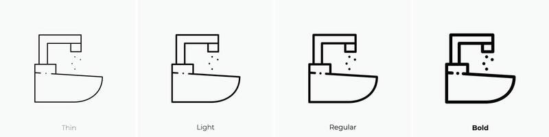 faucet icon. Thin, Light, Regular And Bold style design isolated on white background vector