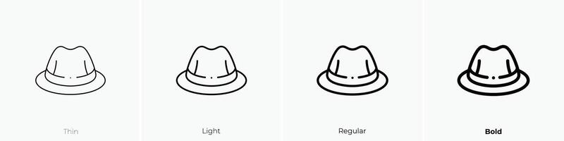 fedora hat icon. Thin, Light, Regular And Bold style design isolated on white background vector