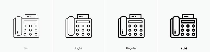 fax icon. Thin, Light, Regular And Bold style design isolated on white background vector
