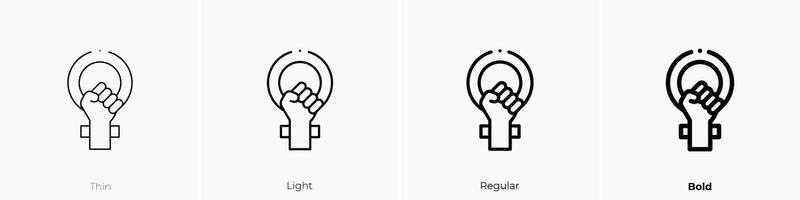 feminism icon. Thin, Light, Regular And Bold style design isolated on white background vector