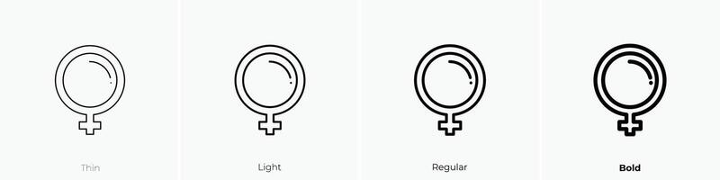 femenine icon. Thin, Light, Regular And Bold style design isolated on white background vector