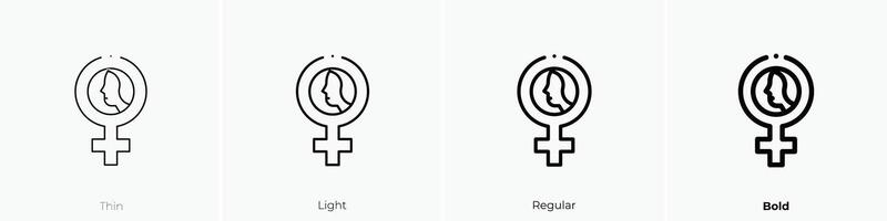 female symbol icon. Thin, Light, Regular And Bold style design isolated on white background vector
