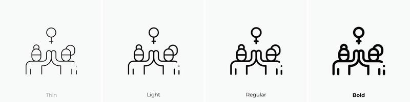 feminism icon. Thin, Light, Regular And Bold style design isolated on white background vector
