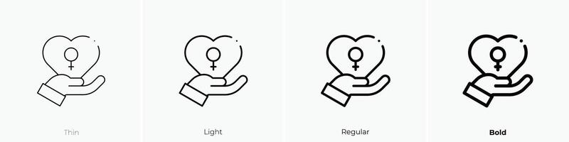 female symbol icon. Thin, Light, Regular And Bold style design isolated on white background vector