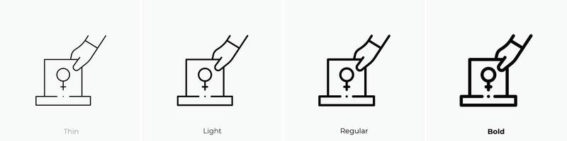 feminism icon. Thin, Light, Regular And Bold style design isolated on white background vector