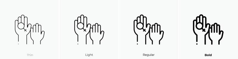 feminist icon. Thin, Light, Regular And Bold style design isolated on white background vector