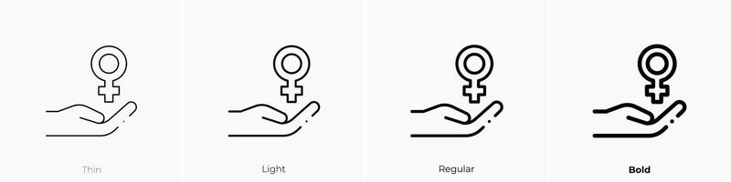 feminism icon. Thin, Light, Regular And Bold style design isolated on white background vector