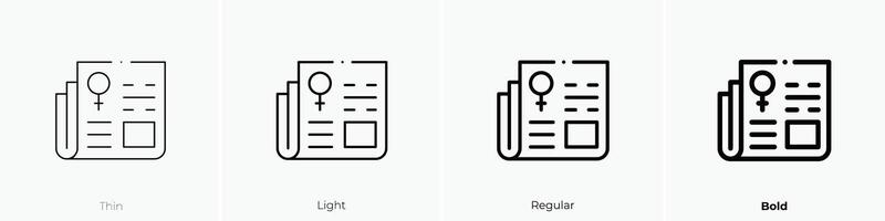 feminism icon. Thin, Light, Regular And Bold style design isolated on white background vector