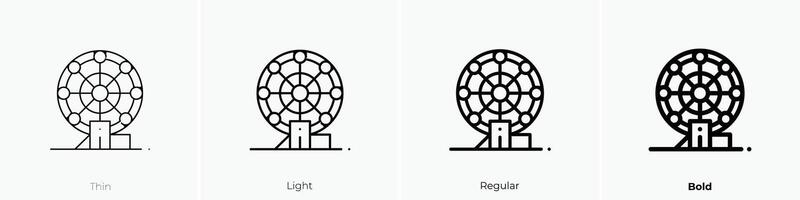 ferris wheel icon. Thin, Light, Regular And Bold style design isolated on white background vector